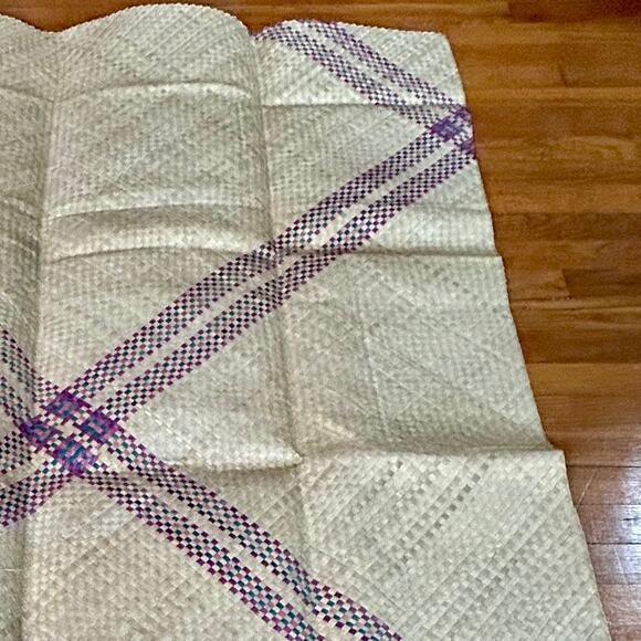 Vintage Banig Woven Mat 47 × 70 in Purple & Blue Plaid Design - Picture 8 of 11